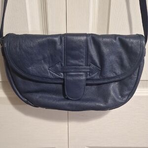Vintage Toni Navy Blue Leather Crossbody Bag Shoulder Bag